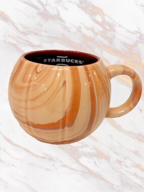 Starbucks Fall 2025 Limited Edition Marbled Pumpkin Ceramic Mug Swirl Orange